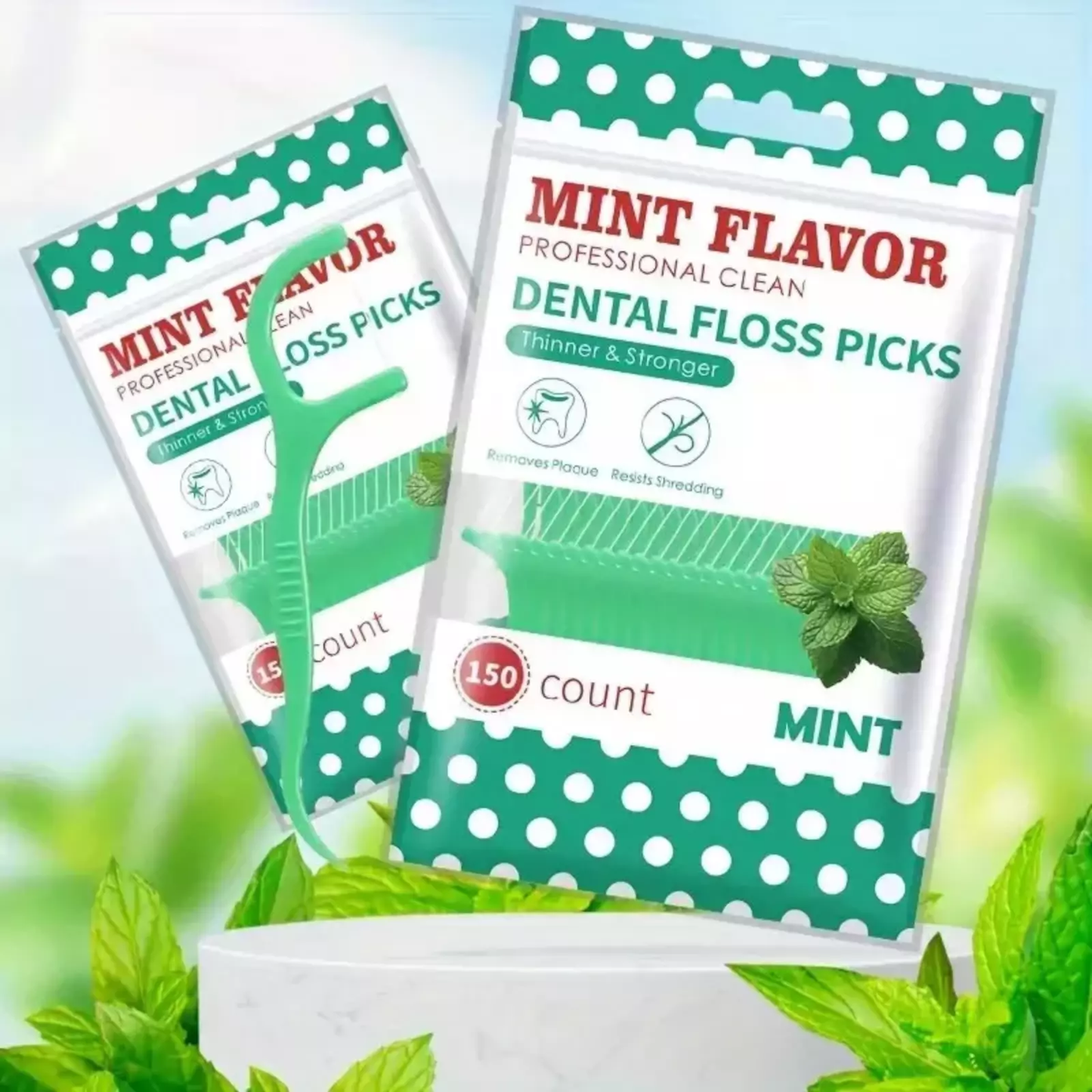 Dental Floss Picks Mint Flavour Interdental Teeth Cleaning Sticks - 150 pcs