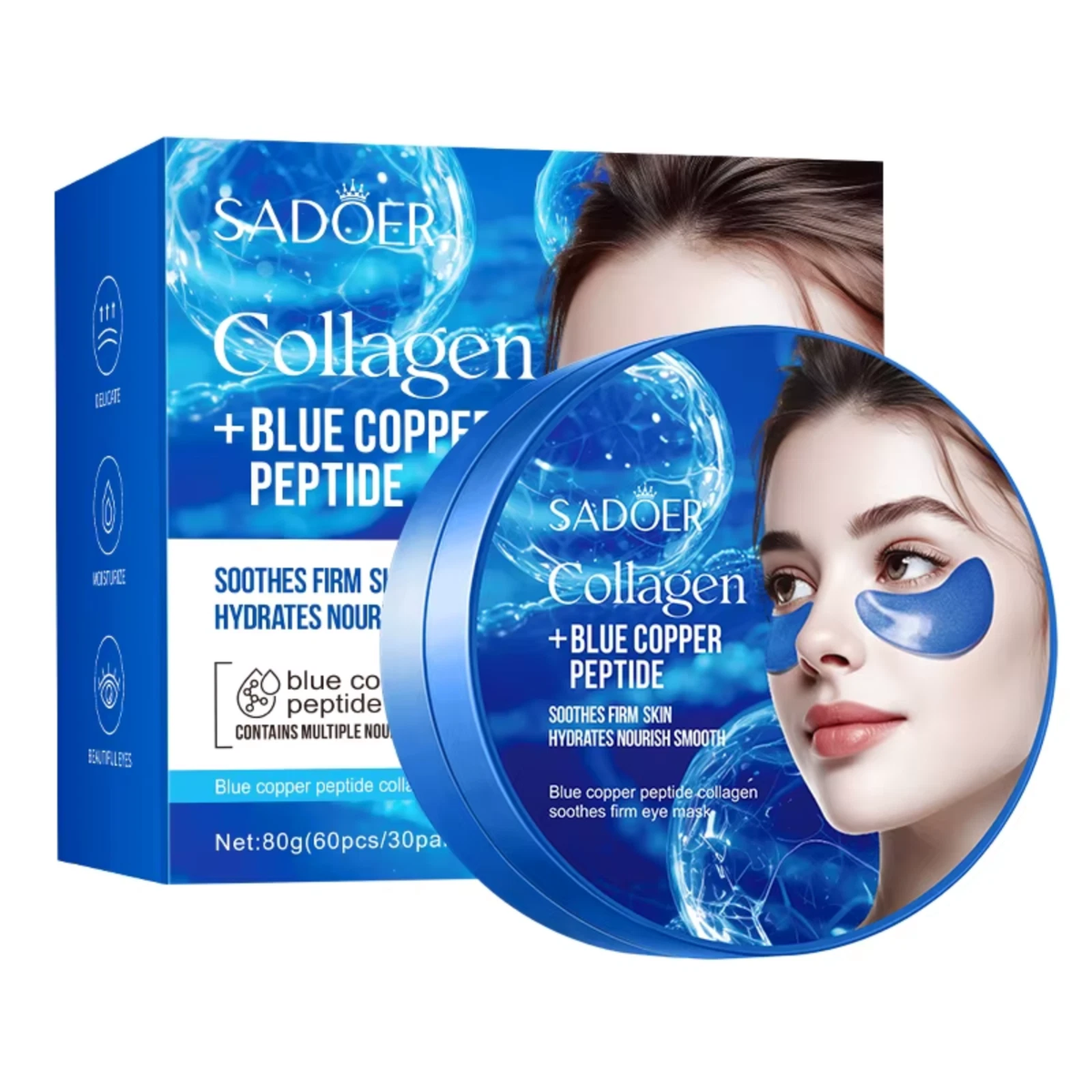 Blue Copper Peptide & Collagen - Hydrogel Under Eye Patches - 60pcs
