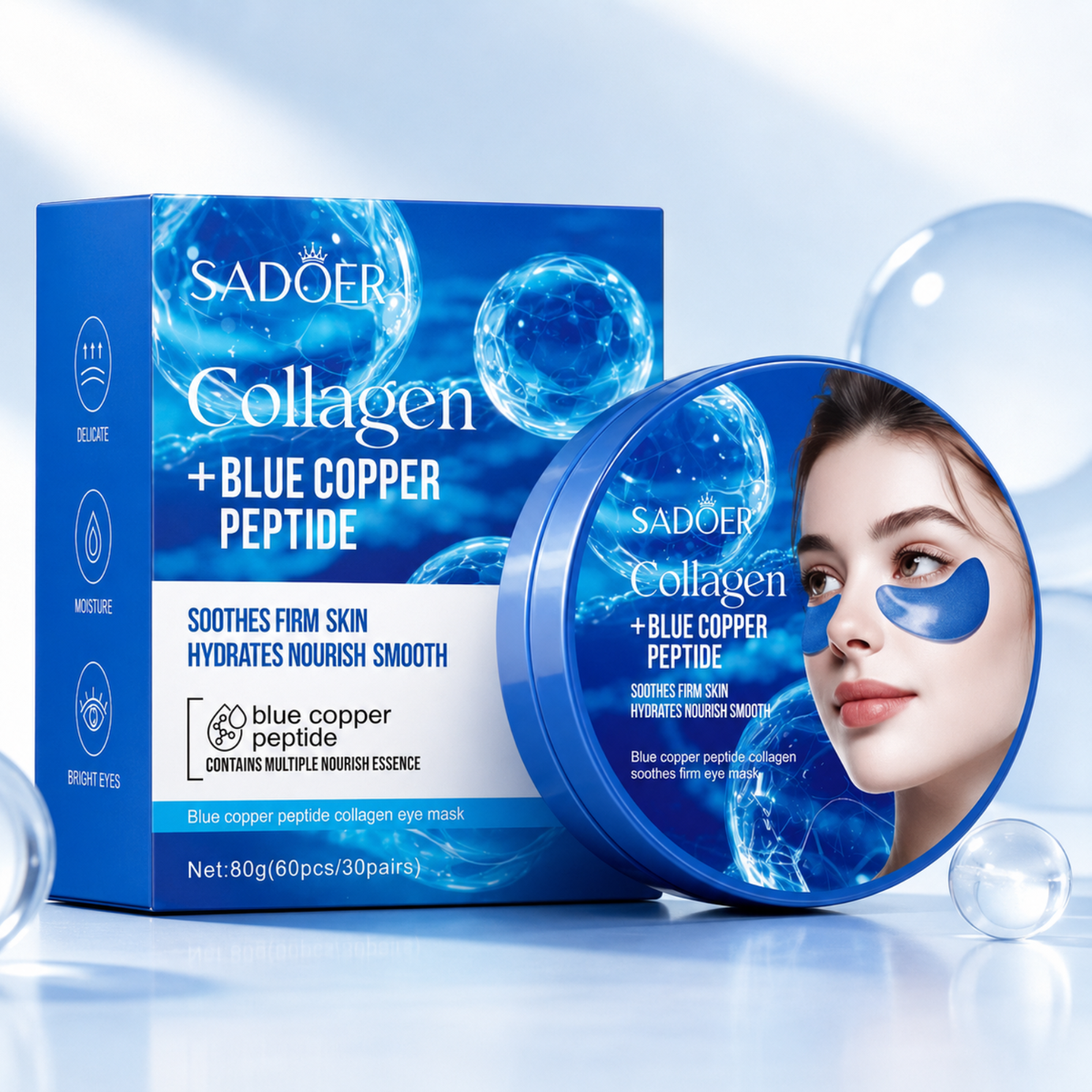 Blue Copper Peptide & Collagen - Hydrogel Under Eye Patches - 60pcs
