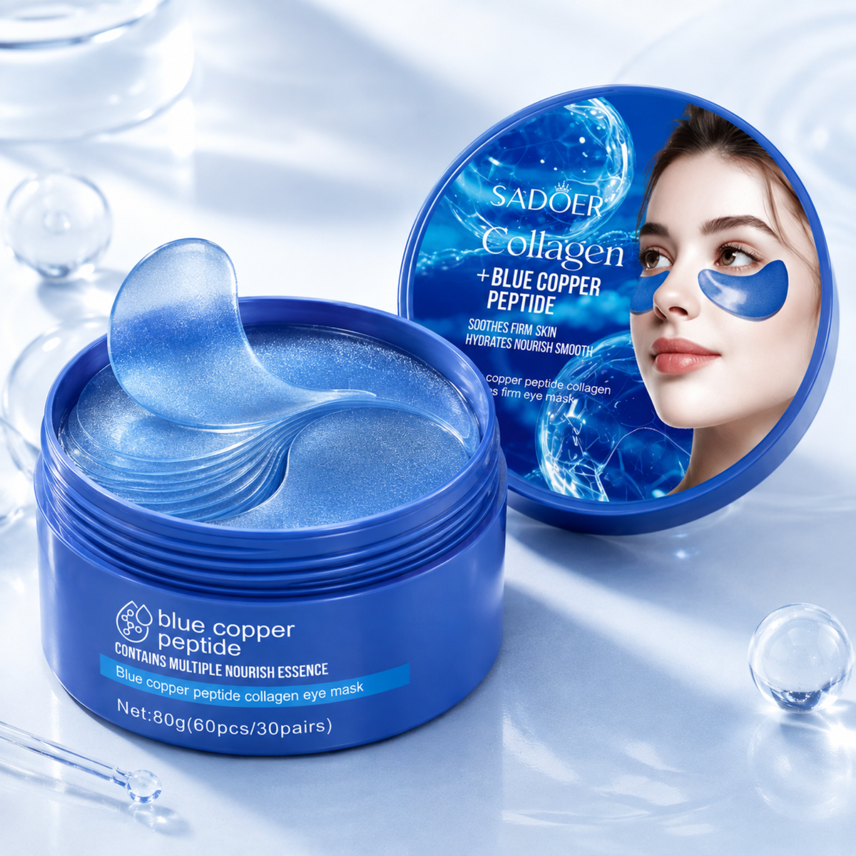 Blue Copper Peptide & Collagen - Hydrogel Under Eye Patches - 60pcs