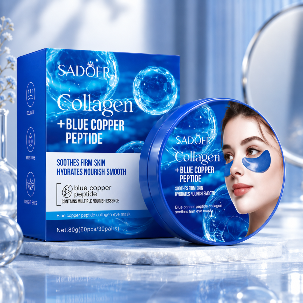 Blue Copper Peptide & Collagen - Hydrogel Under Eye Patches - 60pcs