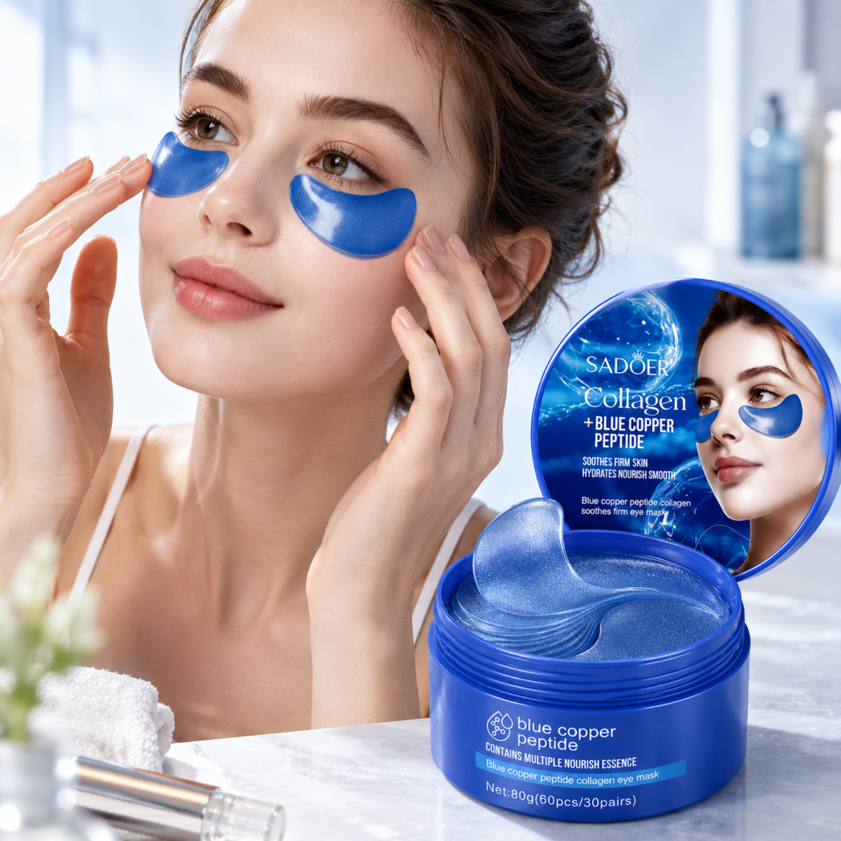 Blue Copper Peptide & Collagen - Hydrogel Under Eye Patches - 60pcs