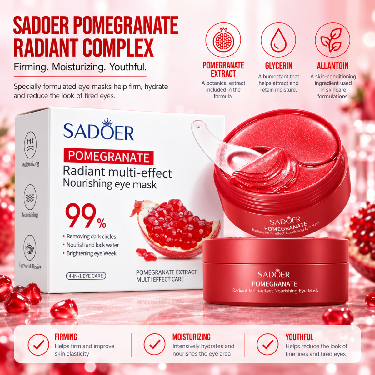 Pomegranate & Collagen - Hydrogel Under Eye Patches - 60pcs