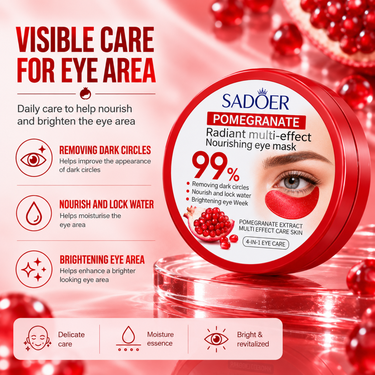 Pomegranate & Collagen - Hydrogel Under Eye Patches - 60pcs