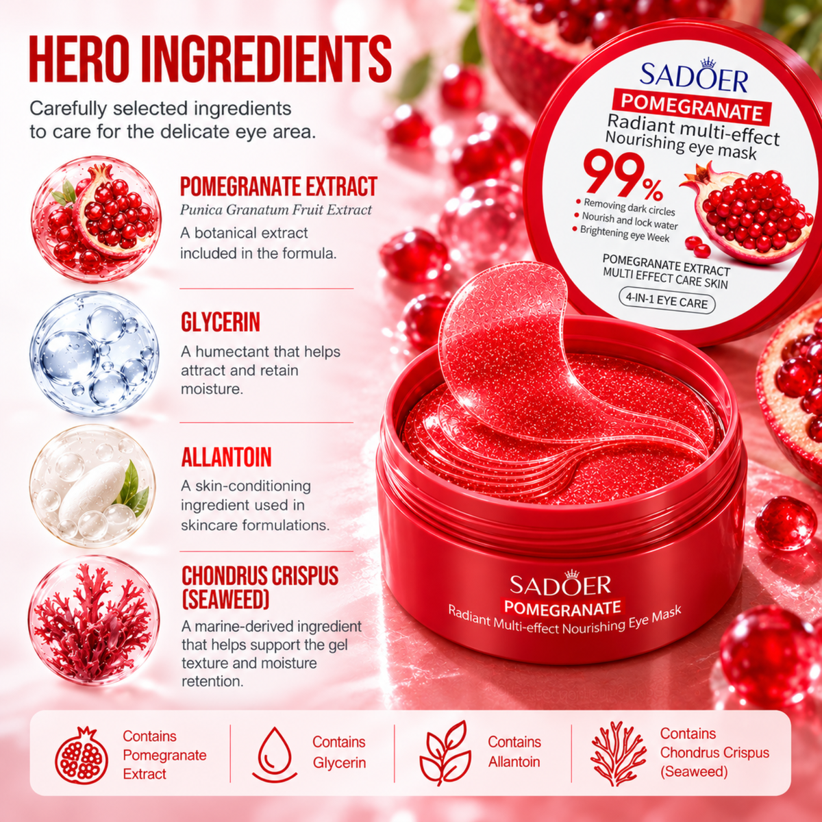 Pomegranate & Collagen - Hydrogel Under Eye Patches - 60pcs