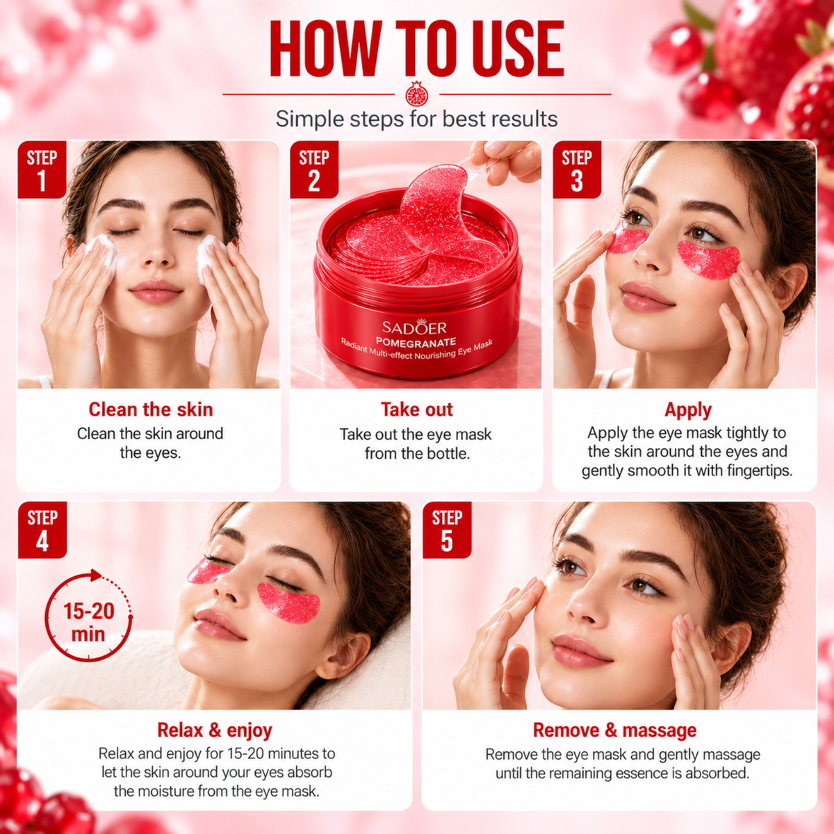 Pomegranate & Collagen - Hydrogel Under Eye Patches - 60pcs