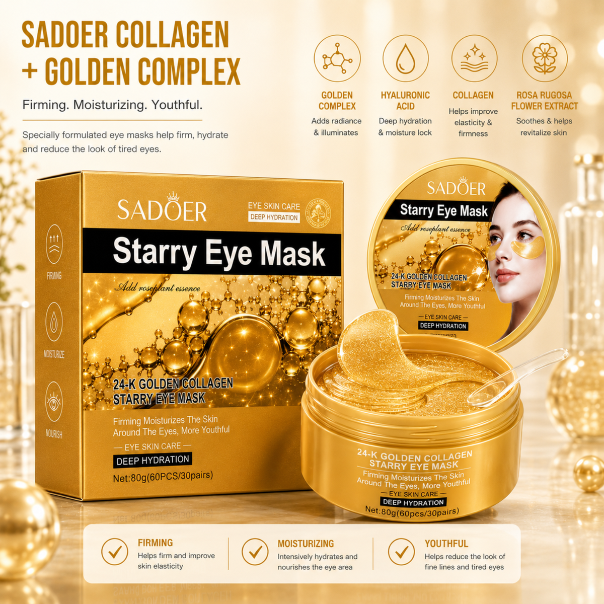24K Golden & Collagen - Hydrogel Under Eye Patches - 60pcs