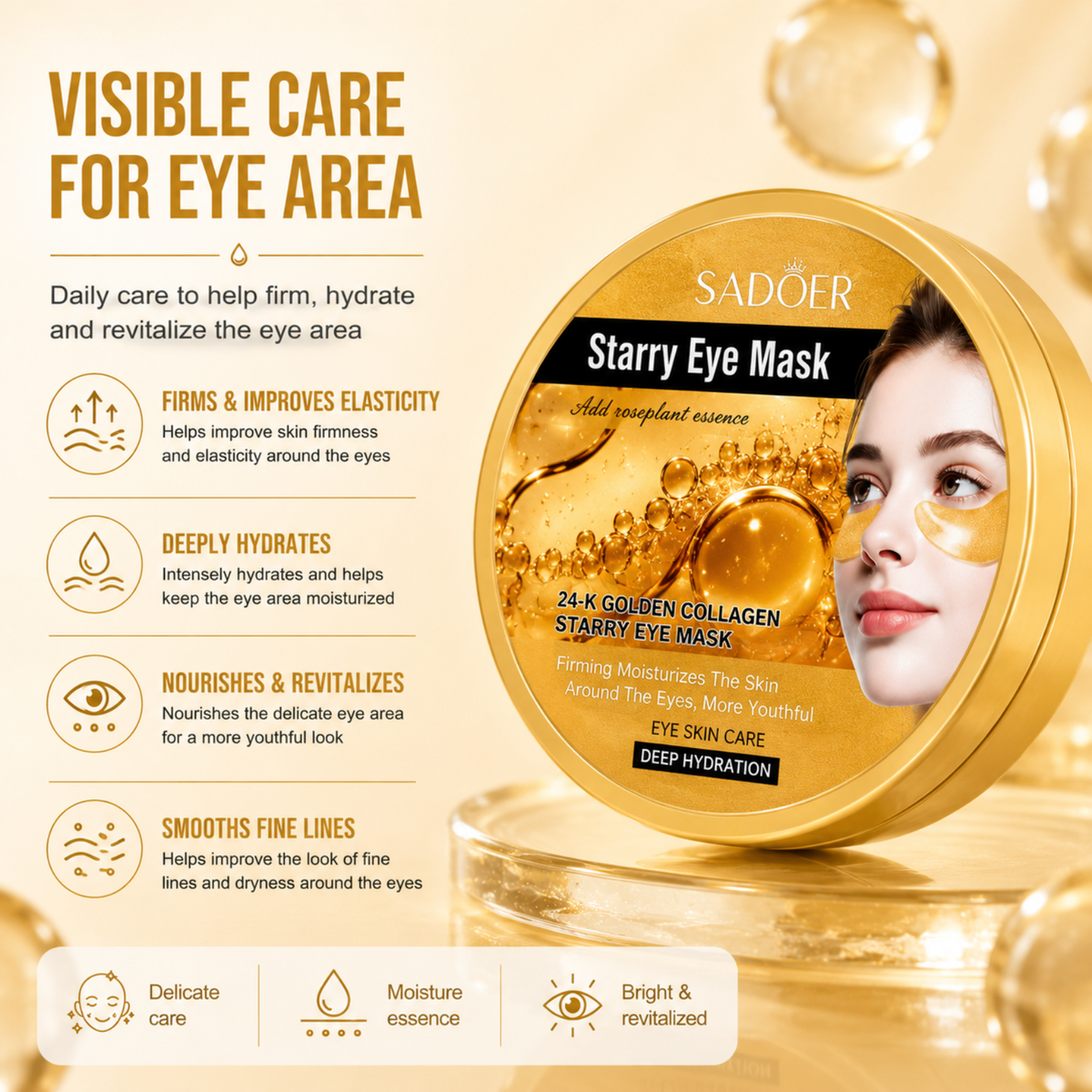 24K Golden & Collagen - Hydrogel Under Eye Patches - 60pcs