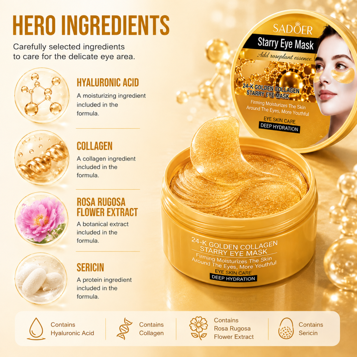 24K Golden & Collagen - Hydrogel Under Eye Patches - 60pcs