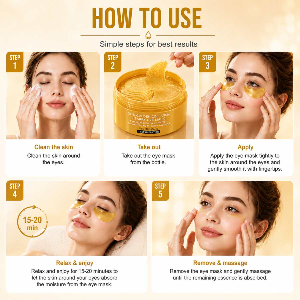 24K Golden & Collagen - Hydrogel Under Eye Patches - 60pcs