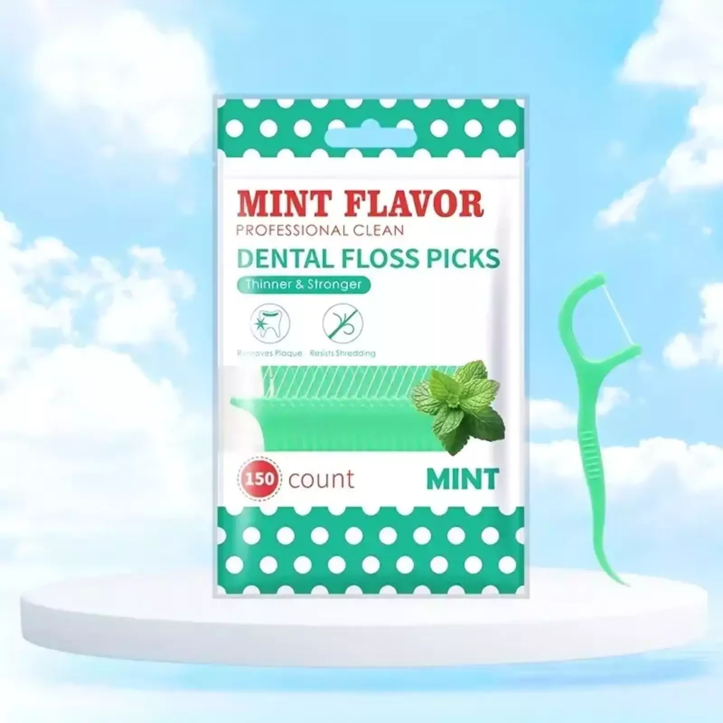 Dental Floss Picks Mint Flavour Interdental Teeth Cleaning Sticks - 150 pcs