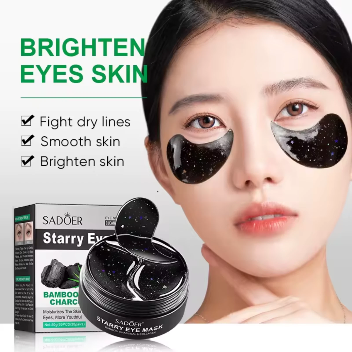 Bamboo Charcoal & Collagen - Hydrogel Under Eye Patches - 60pcs