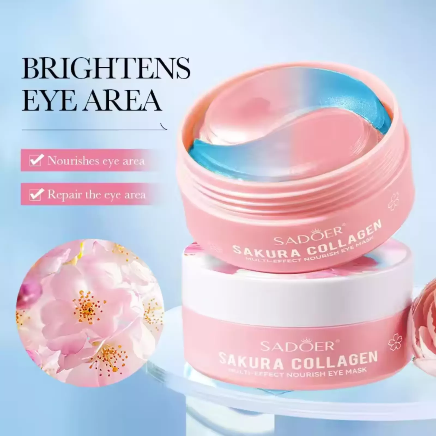 Under-Eye Pads – Cherry Blossom Collagen – 60 pcs