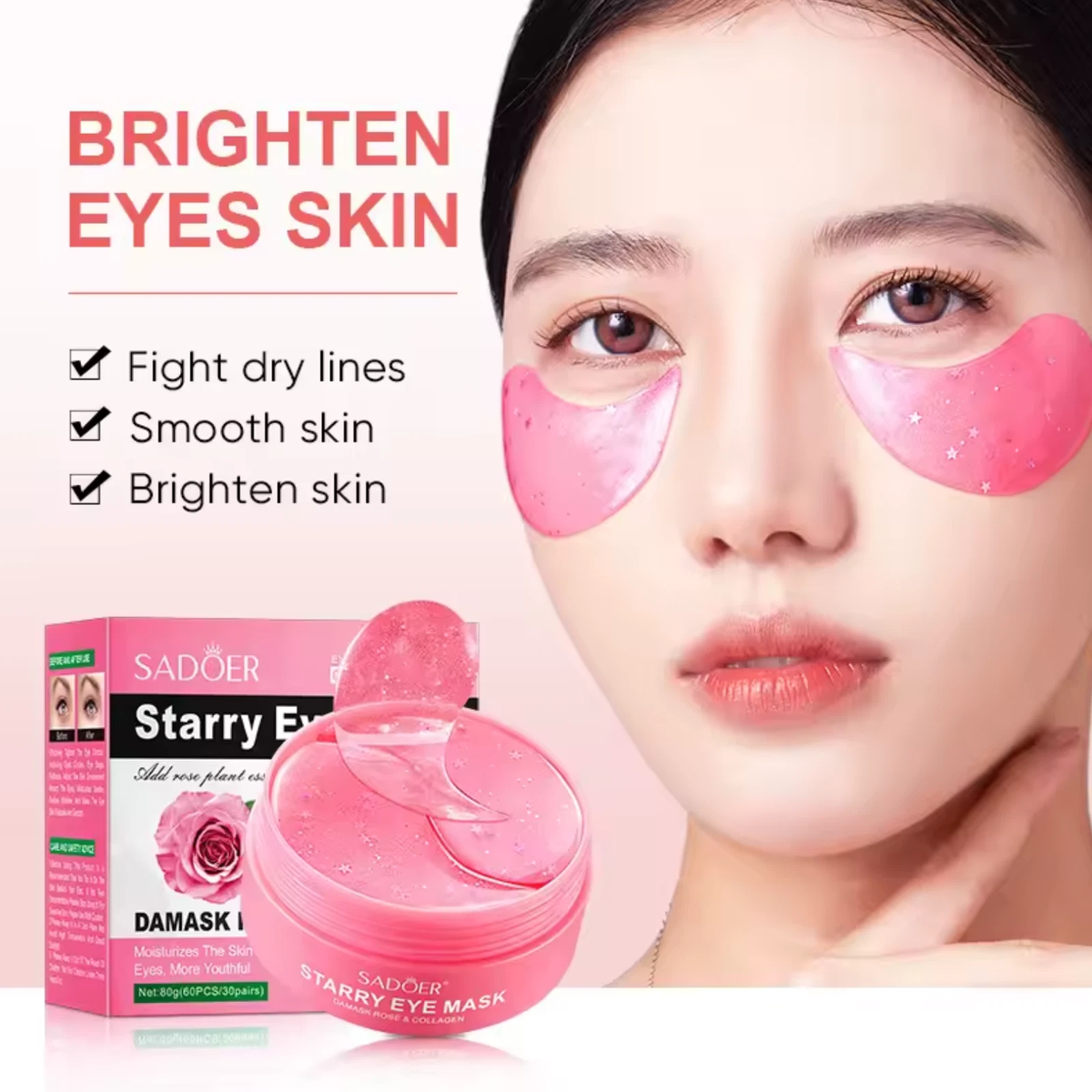 Damask Rose & Collagen - Hydrogel Under Eye Patches - 60pcs